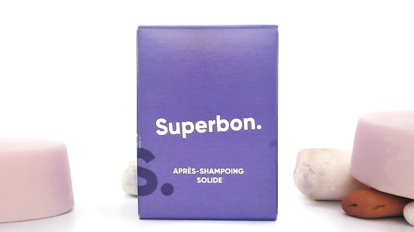 Après-shampoing démêlant et ultra nourrissant, de la marque Superbon, pour des cheveux facile à démêler et un toucher soyeux