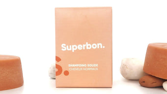 Shampoing solide sans sulfate pour cheveux normaux, de la marque Superbon. Shampoing solide 2-en-1, nettoyant capillaire et soin démêlant
